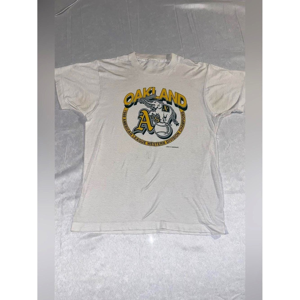 Vintage 1988 Oakland A's AL West Champions Single Stitch MLB T-Shirt streetwear